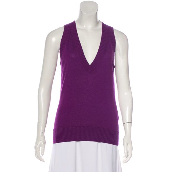 VTG D&G Cashmere Silk Sleeveless Deep V-Neck Top Shirt Knit Sweater Y2K Womens M - Picture 5 of 16